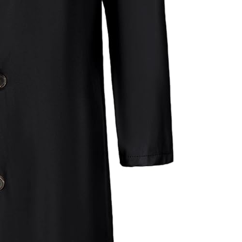Men's Full Length Faux Leather Trench Coat Vintage Long Coats Fall Winter Windproof Jacket Open Front Cardigan
