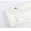 Long Loose White Shiny Reflective Patent Leather Trench Coat For Women Sashes Single Breasted