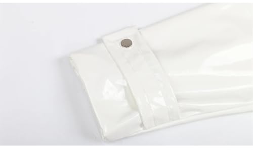 Long Loose White Shiny Reflective Patent Leather Trench Coat For Women Sashes Single Breasted