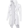 Long Hooded Cardigan Ruffle Shawl Collar Open Front Lightweight Drape Cape Overcoat with Pockets