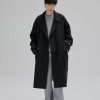 Mens Oversized Long Trench Coat Double Breasted Lapel Windproof Overcoat With Belt