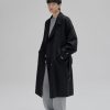 Mens Oversized Long Trench Coat Double Breasted Lapel Windproof Overcoat With Belt