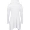 Long Hooded Cardigan Ruffle Shawl Collar Open Front Lightweight Drape Cape Overcoat with Pockets