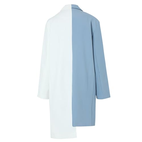 Color Contrast Splicing Irregular Long Trench Coat Women's Autumn Loose Single Breasted Long Coat(X-Large)