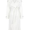 Long Loose White Shiny Reflective Patent Leather Trench Coat For Women Sashes Single Breasted