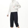 Womens' Half Zip Pullover Fleece Stand Collar Crop Sweatshirt with Pockets Thumb Hole
