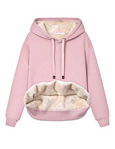 Women's Casual Winter Warm Fleece Sherpa Lined Hooded Sweatshirt Thick Pullover Plus with Pockets