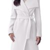 Women's Pea Trench Coat Lapel Collar Long Jacket Open Front Belted Overcoat with Pockets
