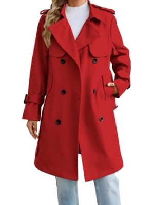Women's Waterproof Trench Coat Double Breasted Lapel Rain Coats for Women With Belt