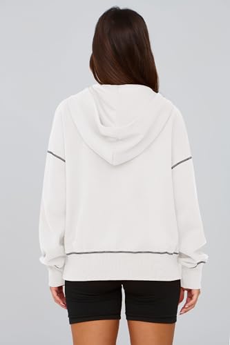 Women's 2025 Fall Hooded Sweatshirts Long Sleeve Half Zip Cropped Hoodies Pullover Winter Fashion Clothes