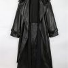 Women's Spring Belted Double-Breasted Loose Korean-Style Long Leather Trench Coat