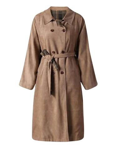 Women's Solid Color Lapel Spring Long-Sleeved Reversible Oversized Trench Coat