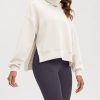 Modal Soft Split Hem Turtleneck Sweatshirts for Women Long Sleeve Casual Pullover Top