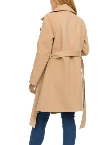 Trench Coat for Women – Double-Breasted Long Winter Faux Wool Coat