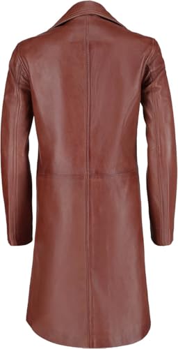 TLC Genuine Long Leather Jacket Women, Stylish and Soft Real Lambskin Leather Trench Coat with Button Design