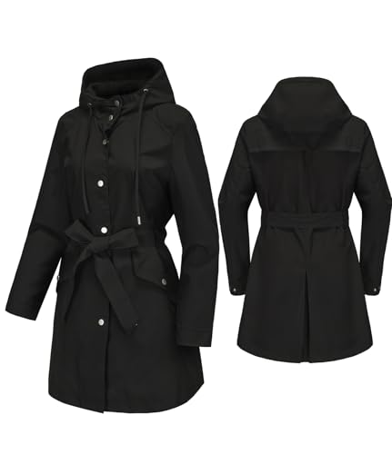 Women's Lightweight Anorak Utility Jacket Button Down Spring Waterproof Coat Fall Casual Hoodies