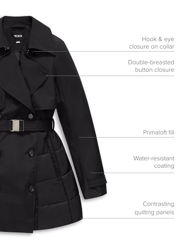 Women's Buckle Belted Midweight & Breathable Mackintosh Twill Puffer Trench with PrimaLoft Fill