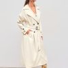 Oversized Solid Collar Long Trench Coat With Belt
