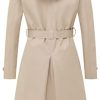 Women's Long Trench Coat Double-Breasted Classic Lapel Overcoat Belted Slim Outerwear Coat with Detachable Hood