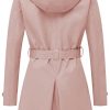 Women's Double Breasted Trench Coats Mid-Length Belted Overcoat Long Dress Jacket with Detachable Hood