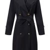 Women Trench Coats Loose Fit, Double Breasted Spring Fall Water Resistant Thin Long Jacket Belted Overcoat