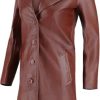 TLC Genuine Long Leather Jacket Women, Stylish and Soft Real Lambskin Leather Trench Coat with Button Design
