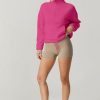 Women Half Zip Fleece Sweatshirt Mock Neck Long Sleeve Winter Cozy Sherpa Pullover Sweater Tops