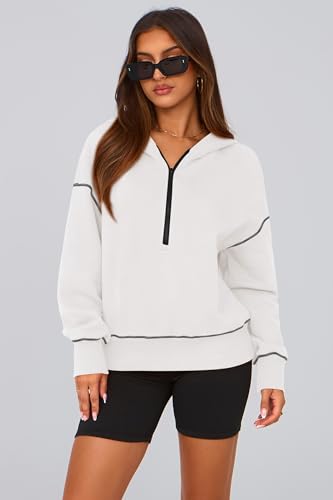 Women's 2025 Fall Hooded Sweatshirts Long Sleeve Half Zip Cropped Hoodies Pullover Winter Fashion Clothes