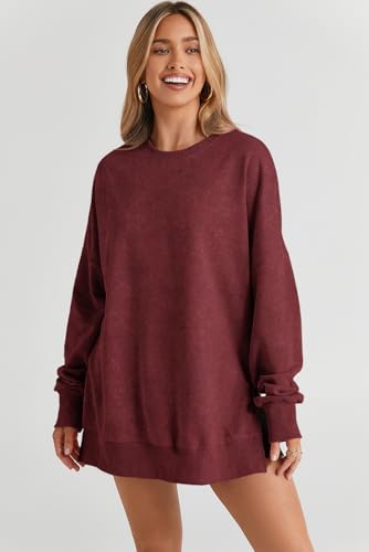 Womens Sweatshirt Casual Long Sleeve Crewneck Lightweight Pullover Tops Loose Sweatshirts