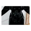Women's Extra Long Black Reflective Patent Faux Leather Trench Coat Belted European Fashion Windproof Overcoat