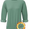 Women Fleece Lined Sweatshirt Casual Crew Neck Pullover Sweatshirt Loose Soft Long Sleeve Fall Winter Sweaters 2026