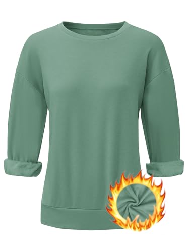 Women Fleece Lined Sweatshirt Casual Crew Neck Pullover Sweatshirt Loose Soft Long Sleeve Fall Winter Sweaters 2026