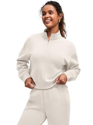 Smoofit Modal Soft Women's Half-Zip Pullover Mock Neck Long Sleeve Sweatshirts with Side Slits