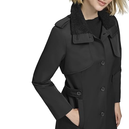 Women's Classic Transitional Water-Resistant Insulated Trench Coat, Black