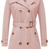 Women's Double Breasted Trench Coats Mid-Length Belted Overcoat Long Dress Jacket with Detachable Hood