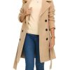 Trench Coat for Women – Double-Breasted Long Winter Faux Wool Coat