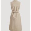 Women's Double Breasted Trench Coats Lapel Collar Sleeveless Belted Vest Jacket