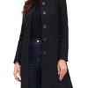 Winter Coat for Women Stand Collar Single Breasted Pea Coat Mid-Long Outwear with Pocket