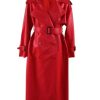 Women's Spring Belted Double-Breasted Loose Korean-Style Long Leather Trench Coat