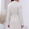 Women's Pea Trench Coat Lapel Collar Long Jacket Open Front Belted Overcoat with Pockets