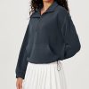 Women's Modal Soft Cinchable Sweatshirts Half Zipper Funnel Neck Oversize Pullover with Pockets