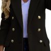 Women's Winter Trench Coat Double Breasted Notched Lapel Peacoat Jacket Casual Long Overcoat
