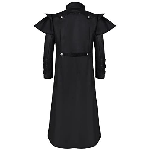 Medieval Costumes Steampunk Long Trench Coat Gothic Victorian Vintage Tailcoat Jacket Mens Double Breasted Zipper Coat