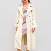 Oversized Solid Collar Long Trench Coat With Belt