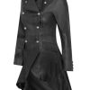 Women's Gothic Leather Edwardian Victorian Flare Coat