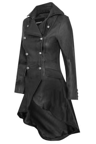 Women's Gothic Leather Edwardian Victorian Flare Coat