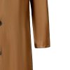 Men's Leather Trench Coat Full Length Vintage Faux Leather Long Overcoat Fall Winter Windproof Jacket Cardigan