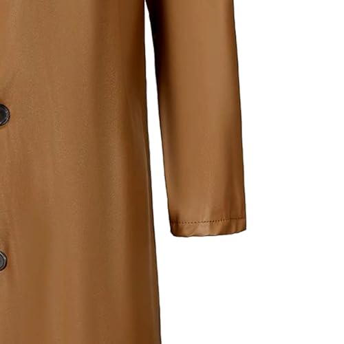 Men's Leather Trench Coat Full Length Vintage Faux Leather Long Overcoat Fall Winter Windproof Jacket Cardigan
