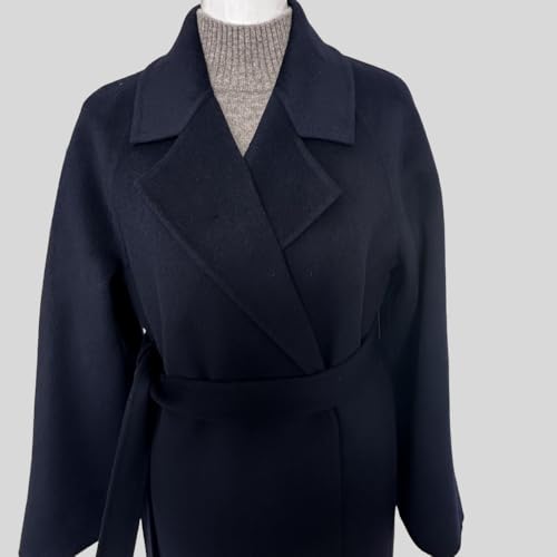 Women's Cashmer and Merino Wool Blend Double Breasted Long Trench Outdoor Coat for Fall Winter