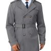 Men's Trench Coat Double Breasted Notched Lapel Long Jacket Belted Windbreaker Casual Slim Fit Overcoat